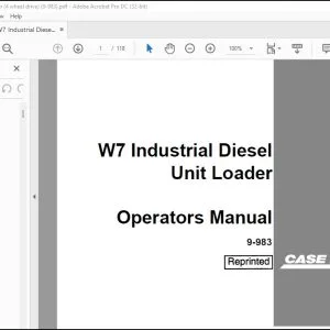 Case W7 Industrial Diesel Unit Loader Operators Manual 9-983 - PDF DOWNLOAD