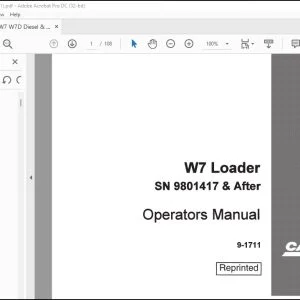 Case W7 Loader Operators Manual 9-1711 - PDF DOWNLOAD