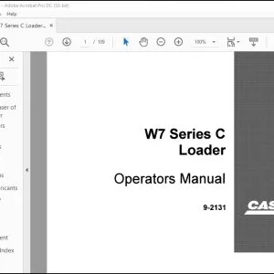 Case W7 Series C Loader Operators Manual 9-2131 - PDF DOWNLOAD