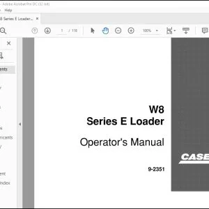 Case W8 Series E Loader Operator's Manual 9-2351 - PDF DOWNLOAD