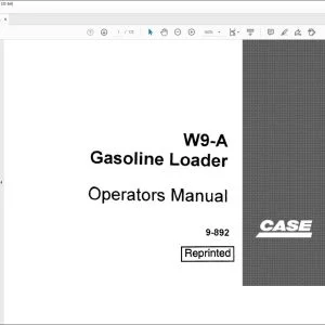 Case W9-A Gasoline Loader Operators Manual 9-892 - PDF DOWNLOAD