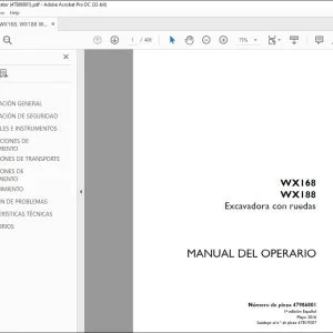 Case WX168 WX188 Excavadora con ruedas Manual del operario 47986801 - PDF DOWNLOAD