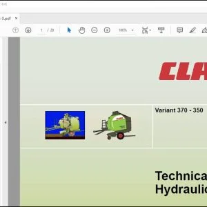Claas Balers Variant 370 - 350 Hydraulic Technical Systems Manual - PDF DOWNLOAD