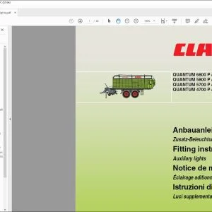 Claas Combines QUANTUM 6800 P  6800 S 5800 P  5800 S 5700 P  5700 S 4700 P  4700 S Auxiliary lights Fitting Instruction Manual_DE_EN_RU_ES_IT