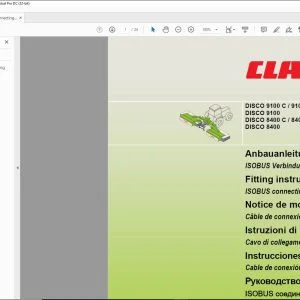 Claas Mowers DISCO 9100 C  9100 RC 9100 8400 C  8400 RC 8400 ISOBUS connecting cable Fitting Instructions Manual_DE_EN_FR_ES_IT_RU