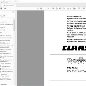 Claas Tedders VOLTO 58 VOLTO 52  52 T  45 Hydraulic windrowing rubber FITTING INSTRUCTIONS Manual_DE_EN_FR_ES_IT_NL