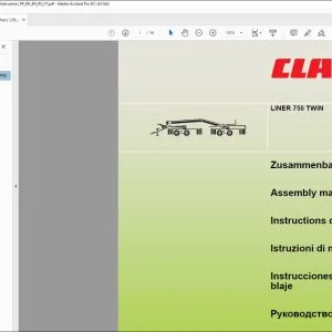 Class Swathers LINER 750 TWIN Assembly Instruction_FR_DE_EN_RU_IT - PDF DOWNLOAD