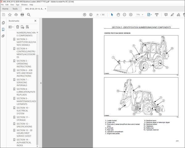 Fiat Kobelco B95-B100-B110-B200 4WS Operation & Maintenance Instruction ...