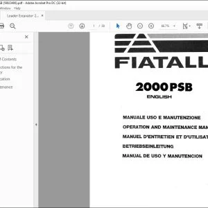 Fiatallis 2000PSB Loader Excavator Operation & Maintenance Manual - PDF DOWNLOAD
