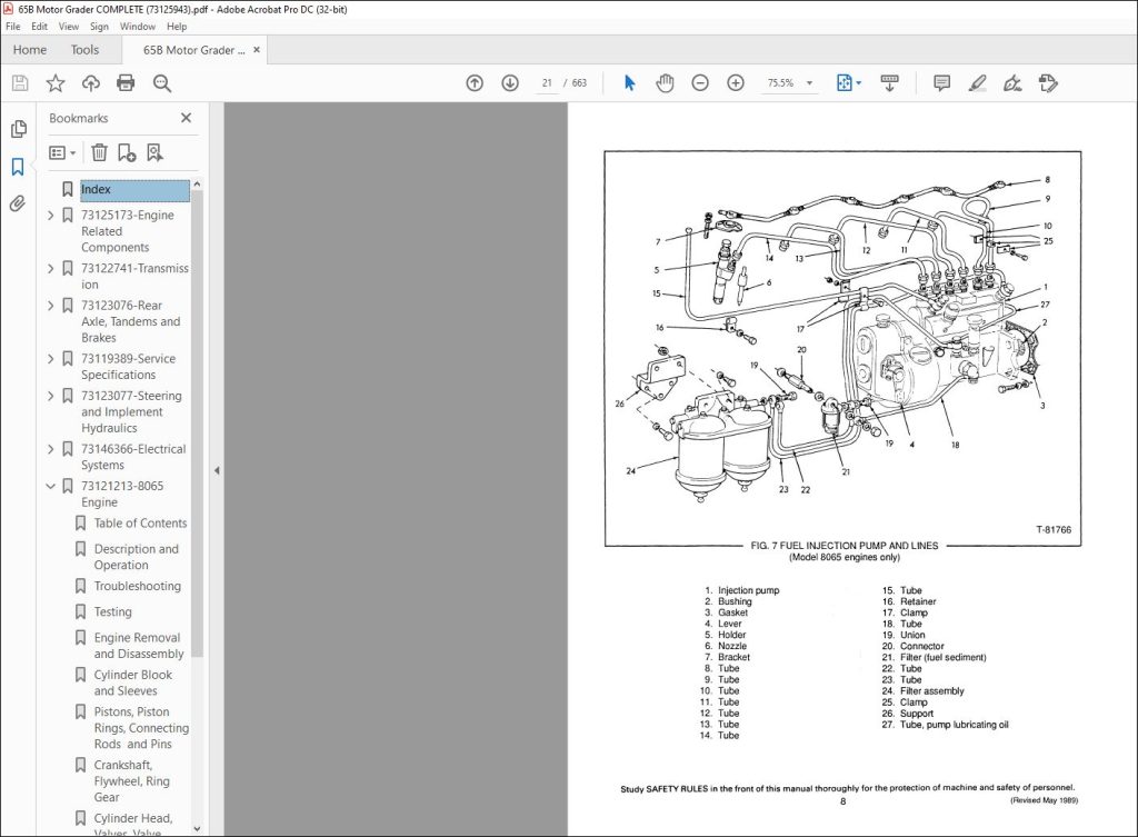 Fiatallis 65-B Motor Grader Service Manual 73125943 - PDF DOWNLOAD ...