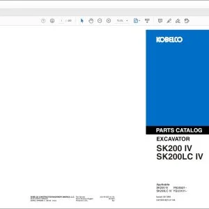 Kobelco SK200 IV SK200LC IV Excavator Parts Catalog Manual - PDF DOWNLOAD