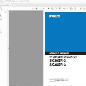 Kobelco SK30SR-3 SK35SR-3 Hydraulic Excavator Manual - PDF DOWNLOAD