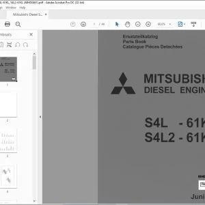 Mitsubishi S4L-61KL S4L2-61KL Diesel Engine Parts Catalog Manual - PDF DOWNLOAD