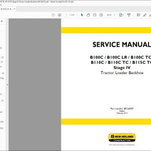 New Holland B100C B100C LR B100C TC B110C B110C TC B115C TC Stage IV Tractor Loader Backhoe Service Manual 48126557 - PDF DOWNLOAD