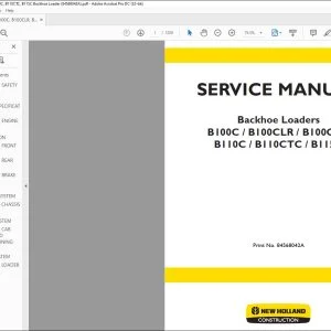 New Holland B100C B100CLR B100CTC B110C B110CTC B115C Backhoe Loaders Service Manual 84568042A - PDF DOWNLOAD