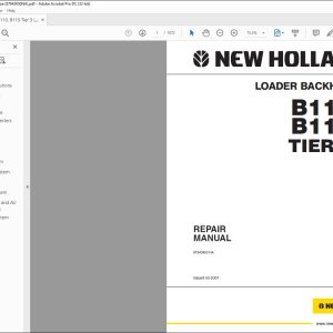 New Holland B110 B115 TIER 3 Loader Backhoe Repair Manual ...