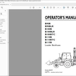 New Holland B90B B90BLR B100B B100BLR B100BTC B110B B110BTC B115B Loader Backhoes Operator's Manual 84563397 - PDF DOWNLOAD