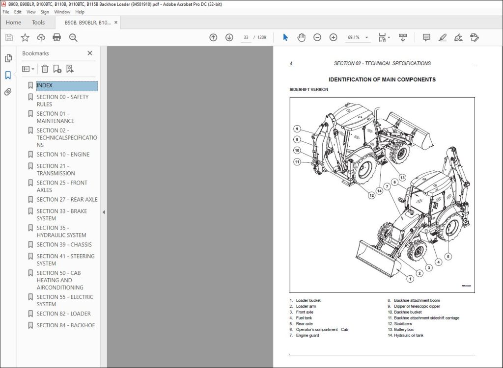 New Holland B90B B90BLR B100BTC B110B B110BTC B115B Backhoe Loaders ...