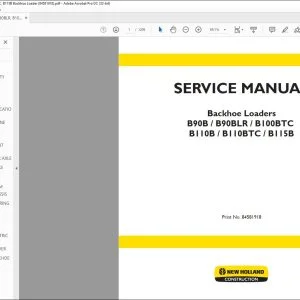 New Holland B90B B90BLR B100BTC B110B B110BTC B115B Backhoe Loaders Service Manual 84581918 - PDF DOWNLOAD