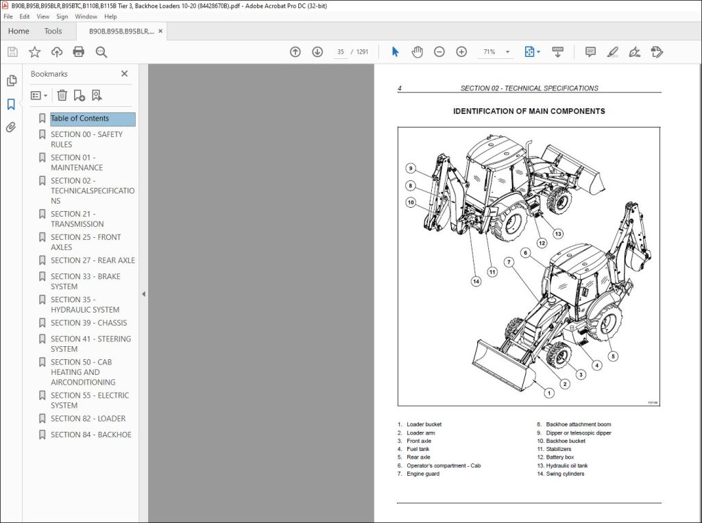 New Holland B90B B95B B95BLR B95BTC B110B B115B Backhoe Loaders Service ...