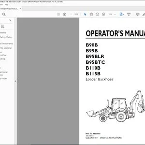 New Holland B90B B95B B95BLR B95BTC B110B B115B Loader Backhoes Operator's Manual 84563454 - PDF DOWNLOAD