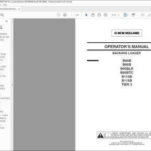 New Holland B90B B95B B95BLR B95BTC B110B B115B TIER 3 Backhoe Loader Operator's Manual 84142660 - PDF DOWNLOAD