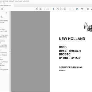 New Holland B90B B95B B95BLR B95BTC B110B B115B Tractor Loader Backhoe Operator's Manual 84142660 - PDF DOWNLOAD