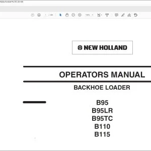 New Holland B95 B95LR B95TC B110 B115 Backhoe Loader Operators Manual 87538947 - PDF DOWNLOAD