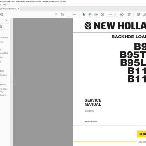 New Holland B95 B95TC B95LR B110 B115 Backhoe Loader Service Manual 60367230 - PDF DOWNLOAD