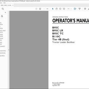 New Holland B95C B95C LR B95C TC B110C Tier 4B (final) Tractor Loader Backhoe Operator's Manual 47781868 - PDF DOWNLOAD