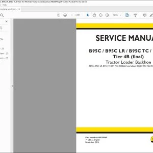 New Holland B95C B95C LR B95C TC B110C Tier 4B (final) Tractor Loader Backhoe Service Manual 48038049 - PDF DOWNLOAD