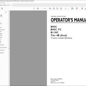 New Holland B95C B95C TC B110C Tier 4B (final) Tractor Loader Backhoe Operator's Manual 47987572 - PDF DOWNLOAD