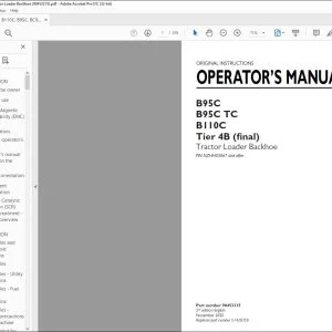New Holland B95C B95C TC B110C Tier 4B (final) Tractor Loader Backhoe Operator's Manual 90453215 - PDF DOWNLOAD