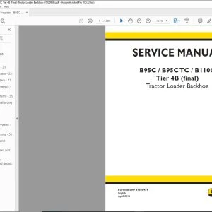 New Holland B95C B95C TC B110C Tier 4B (final) Tractor Loader Backhoe Service Manual 47830959 - PDF DOWNLOAD