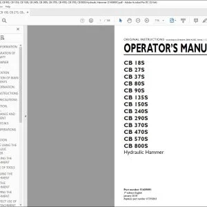 New Holland CB 18S CB 27S CB 37S CB 80S CB 90S CB 135SCB 150S CB 240S CB 290S CB 370S CB 470S CB 570S CB 800S Hydraulic Hammer Operator's Manual 51439091 - PDF DOWNLOAD