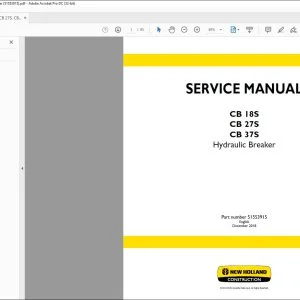 New Holland CB 18S CB 27S CB 37S Hydraulic Breaker Service Manual 51553915 - PDF DOWNLOAD