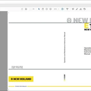 New Holland E115SR Excavators Operation and Maintenance Instruction Manual 604.21.538.00 - PDF DOWNLOAD