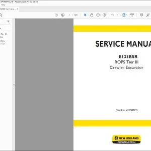 New Holland E135BSR ROPS Tier III Crawler Excavator Service Manual 84396007A  - PDF DOWNLOAD