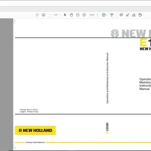 New Holland E135SR Excavators Operation and Maintenance Instruction Manual 604.21.559.01 - PDF DOWNLOAD