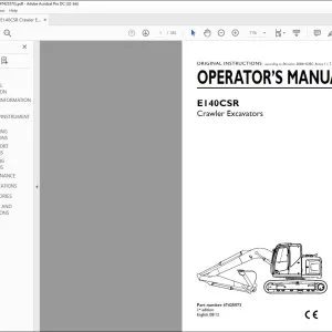 New Holland E140CSR Crawler Excavators Operator's Manual 47425573 - PDF DOWNLOAD