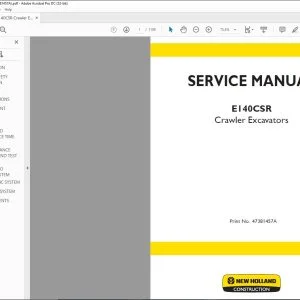 New Holland E140CSR Crawler Excavators Service Manual 47381457A - PDF DOWNLOAD
