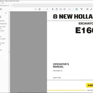 New Holland E160 Excavator Operator's Manual YM91ZU0008F1 - PDF DOWNLOAD