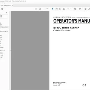 New Holland E160C Blade Runner Crawler Excavator Operator's Manual 47438344 - PDF DOWNLOAD