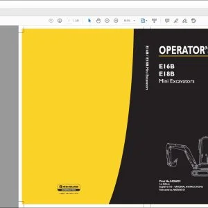 New Holland E16B E18B Mini Excavators Operator's Manual 84286991 - PDF DOWNLOAD