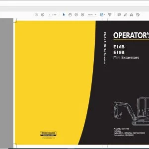 New Holland E16B E18B Mini Excavators Operator's Manual 84371755 - PDF DOWNLOAD