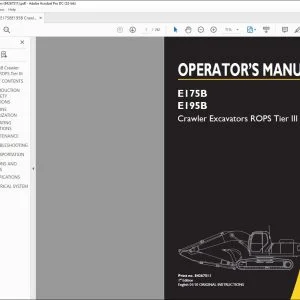 New Holland E175B E195B Crawler Excavators ROPS Tier III OPERATOR’S MANUAL 84267511 -  PDF DOWNLOAD