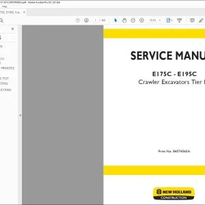 New Holland E175C - E195C Crawler Excavators Tier IV Service Manual 84574565A - PDF DOWNLOAD
