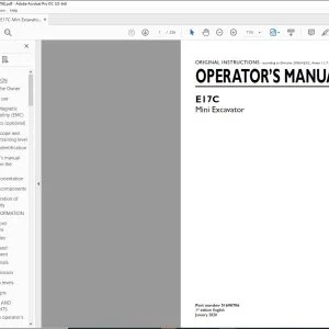 New Holland E17C Mini Excavator Operator's Manual 51698706 - PDF DOWNLOAD