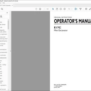 New Holland E17C Mini Excavator Operator's Manual 90436678 - PDF DOWNLOAD