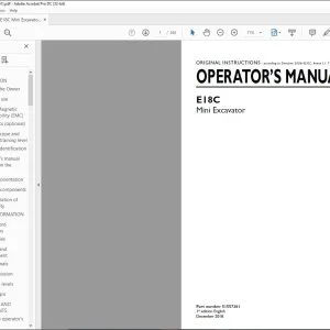 New Holland E18C Mini Excavator Operator's Manual 51557361 - PDF DOWNLOAD